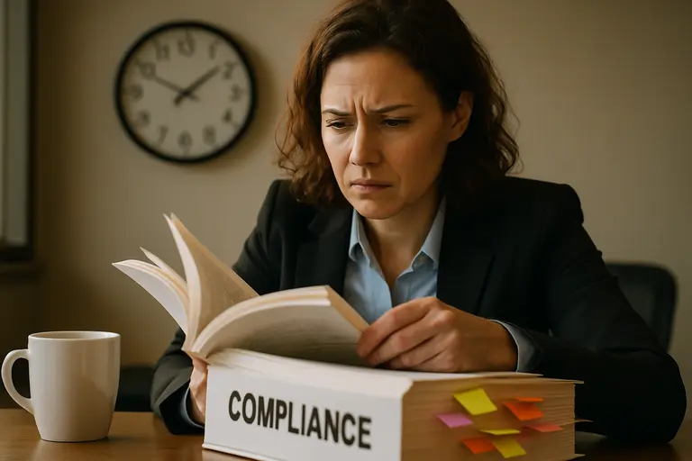 Compliance binder with supplier records and wastewater notes on a desk