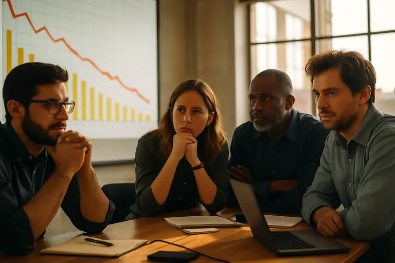 Engineer assessing uncertainty charts for advanced material candidates