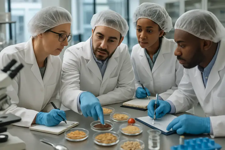Manufacturing and compliance staff comparing ingredient records