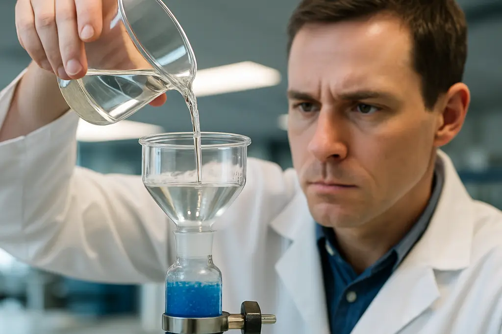 StyDex beads in a lab column used for water contaminant removal testing